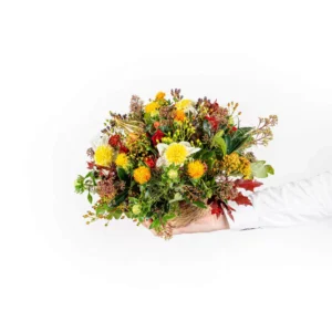 Kytice č. 4 - Podzimní vypichované aranžmá v košíku